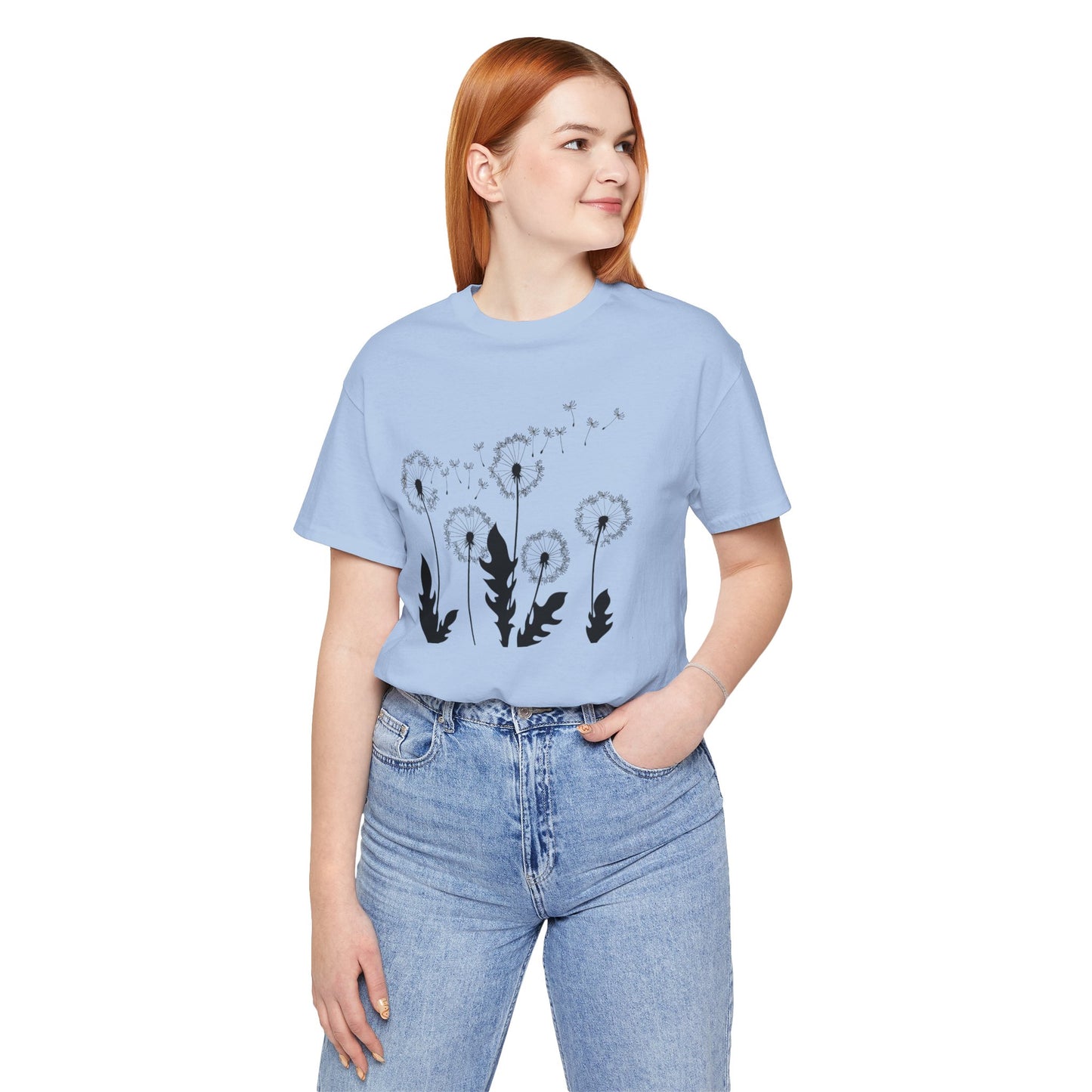 Dandelion Women's Crew Neckline Short Sleeve Tee, Summer Clothes Women, Short Sleeve Crew Neck T-Shirt for Summer, Women's Clothing, Women's Top for casual wear, Unisex, Men and Women Jersey Short Sleeve Tee.