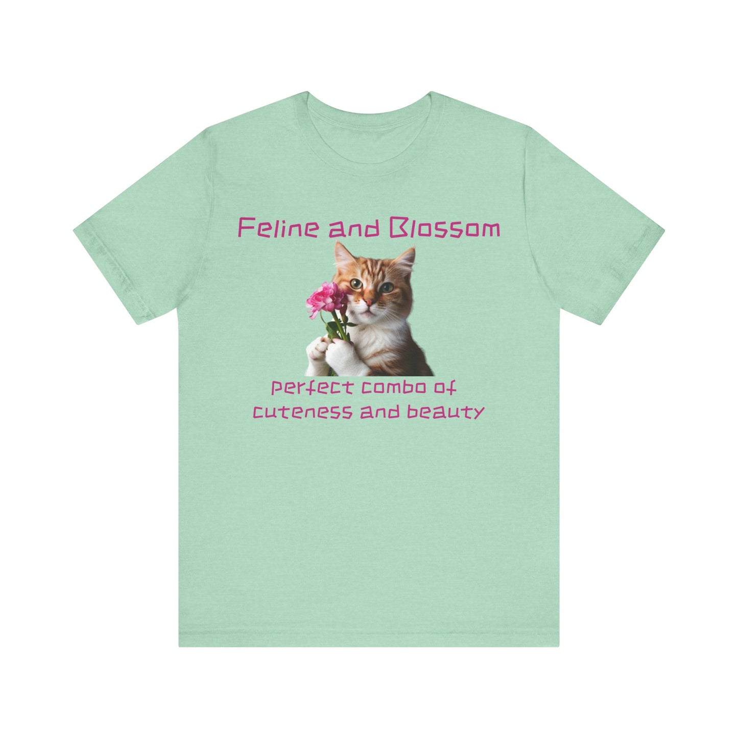 Adorable cat and flower t-shirt, feline, blossom, unisex jersey short sleeve tee