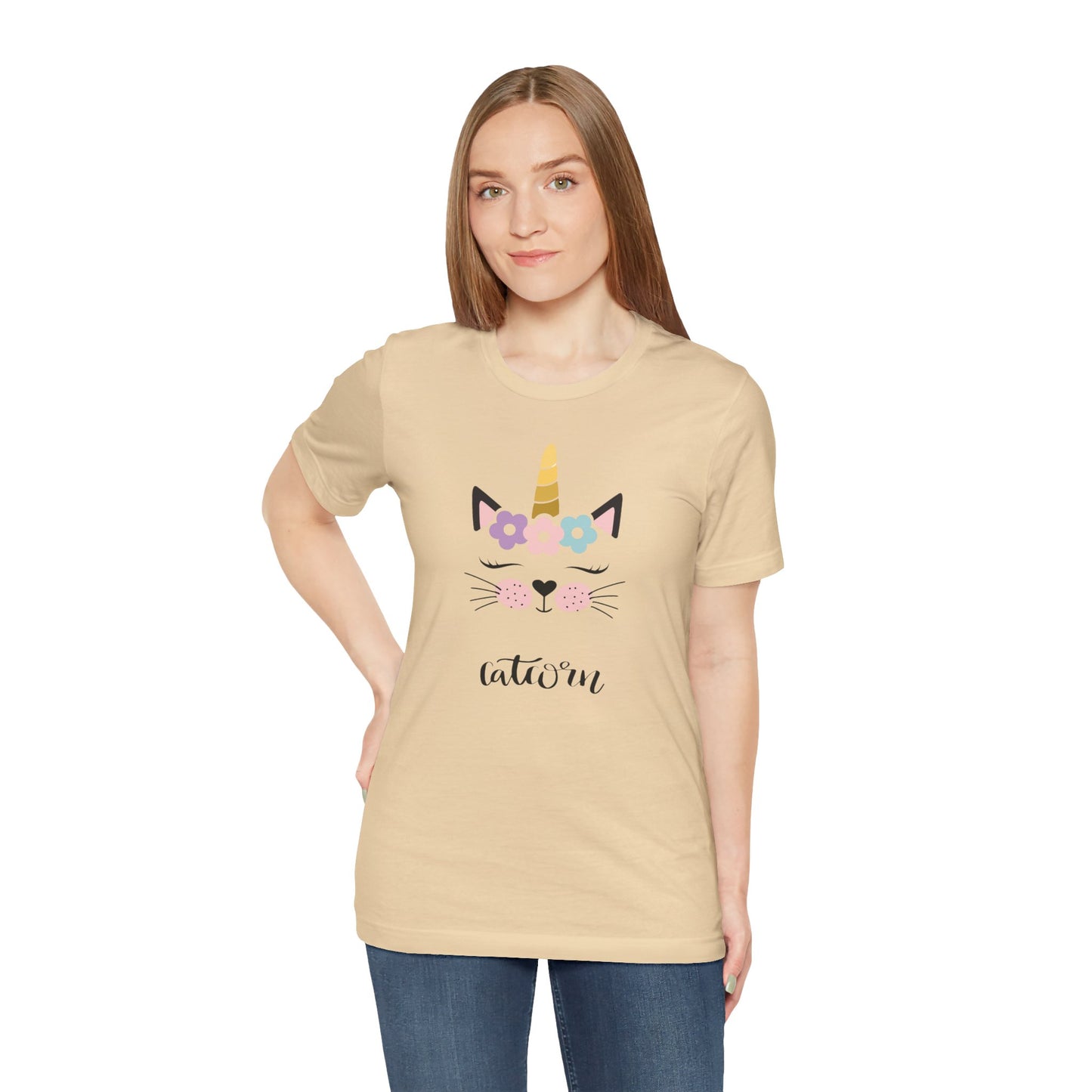 Cat and unicorn t -shirt, cat and unicorn combination, unisex Jersey Short Sleeve Tee