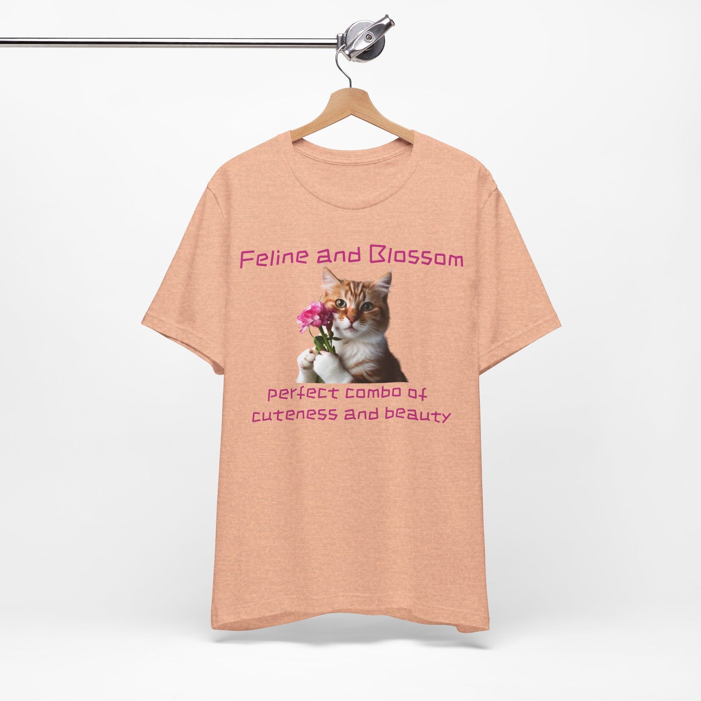 Adorable cat and flower t-shirt, feline, blossom, unisex jersey short sleeve tee