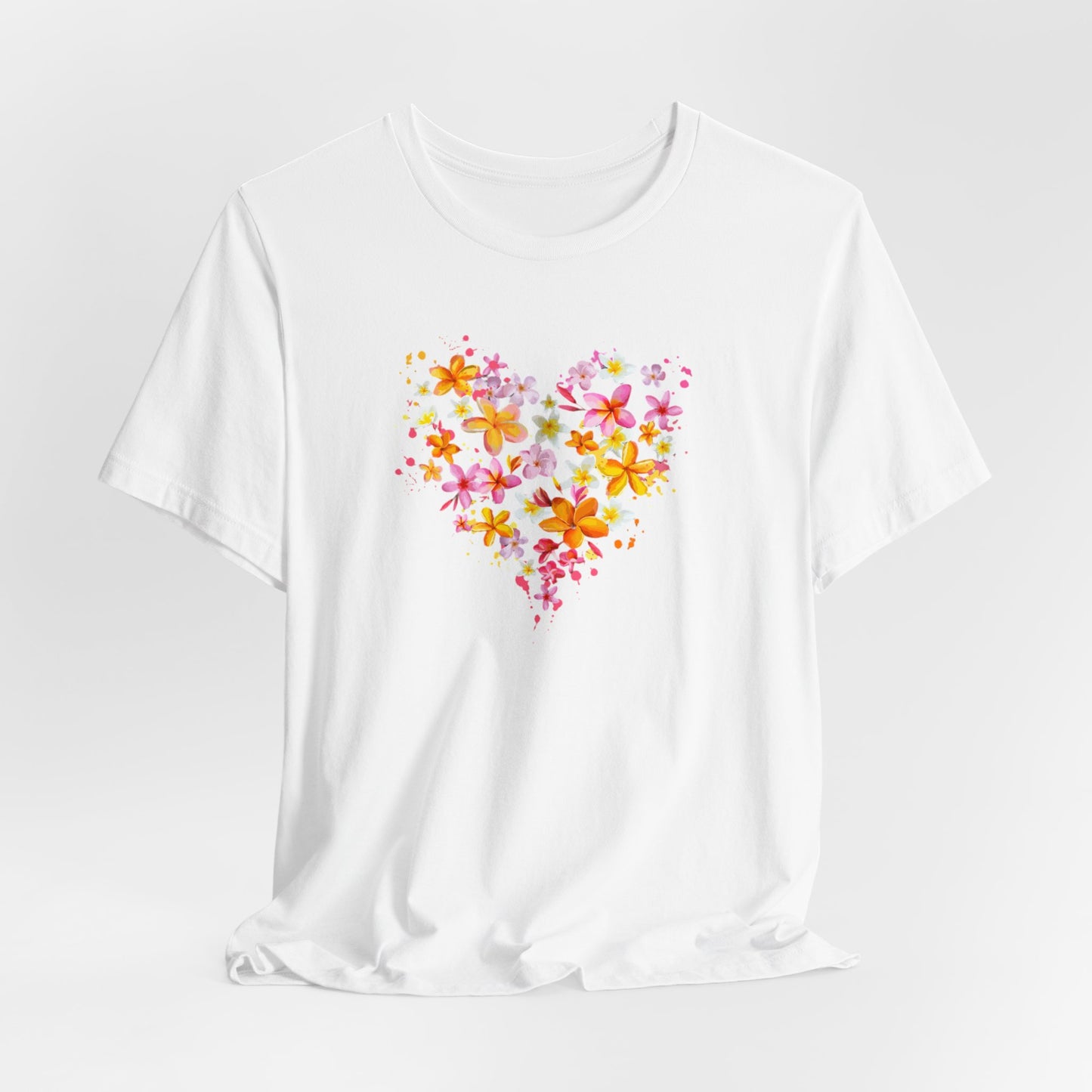 Heart Flower Women's Letter Print Round Neck Tee, Summer Clothes Women, Short Sleeve Crew Neck T-Shirt for Summer, Women's Clothing, Women's Top for casual wear, Unisex, Men and Women Jersey Short Sleeve Tee.