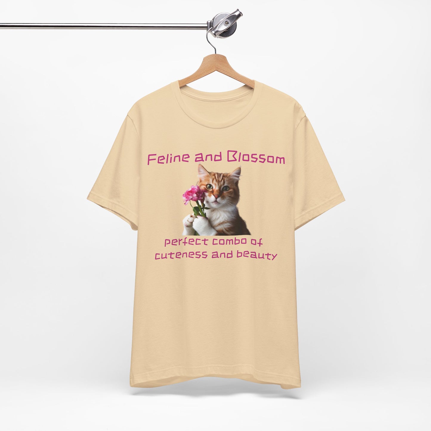 Adorable cat and flower t-shirt, feline, blossom, unisex jersey short sleeve tee