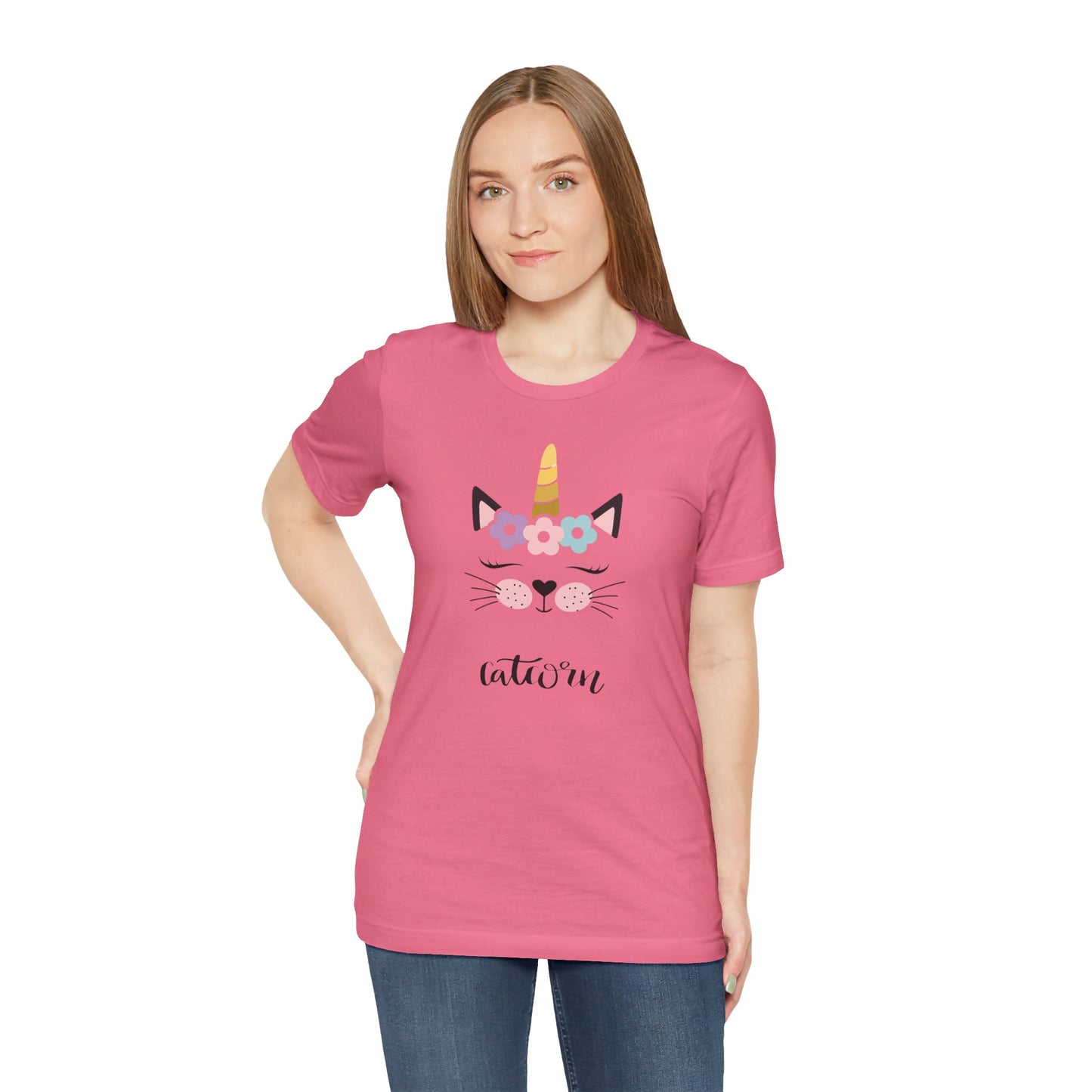 Cat and unicorn t -shirt, cat and unicorn combination, unisex Jersey Short Sleeve Tee