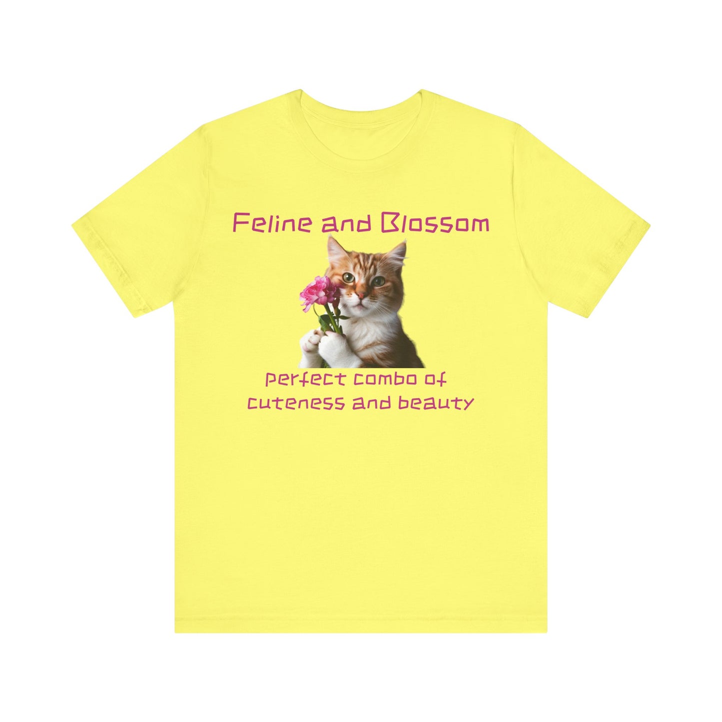 Adorable cat and flower t-shirt, feline, blossom, unisex jersey short sleeve tee