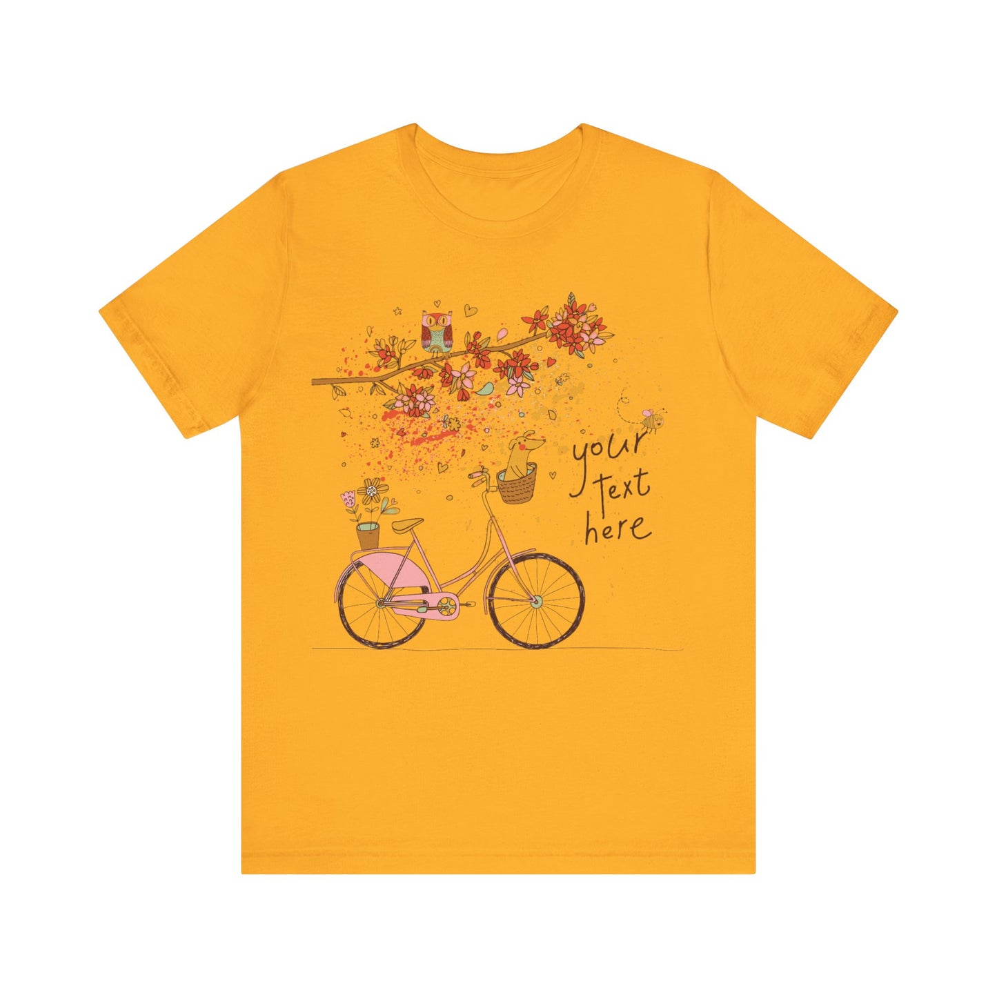 Women, men, unisex jersey short round neck sleeve tee, summer clothes, casual wear, flowers, dog in bicycle