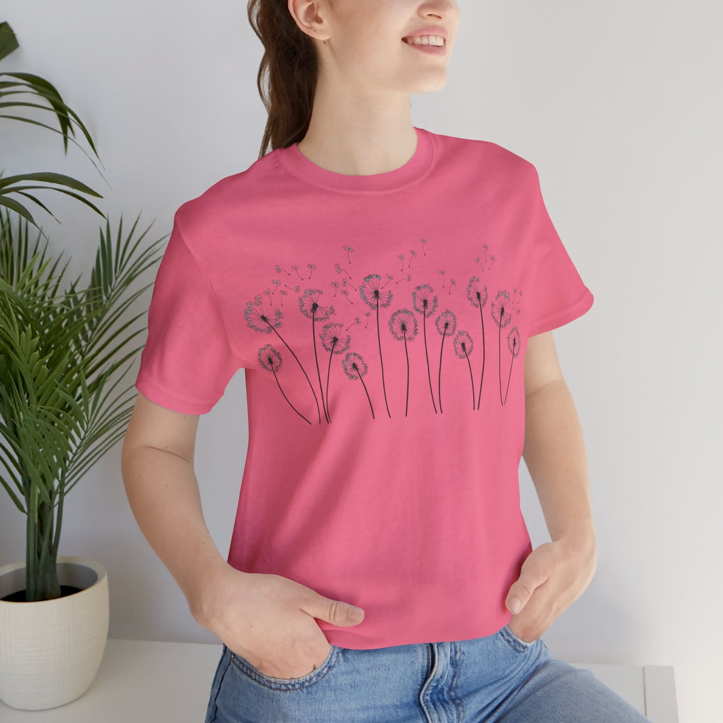 Dandelion Women's Crew Neckline Short Sleeve Tee, Summer Clothes Women, Short Sleeve Crew Neck T-Shirt for Summer, Women's Clothing, Women's Top for casual wear, Unisex, Men and Women Jersey Short Sleeve Tee.