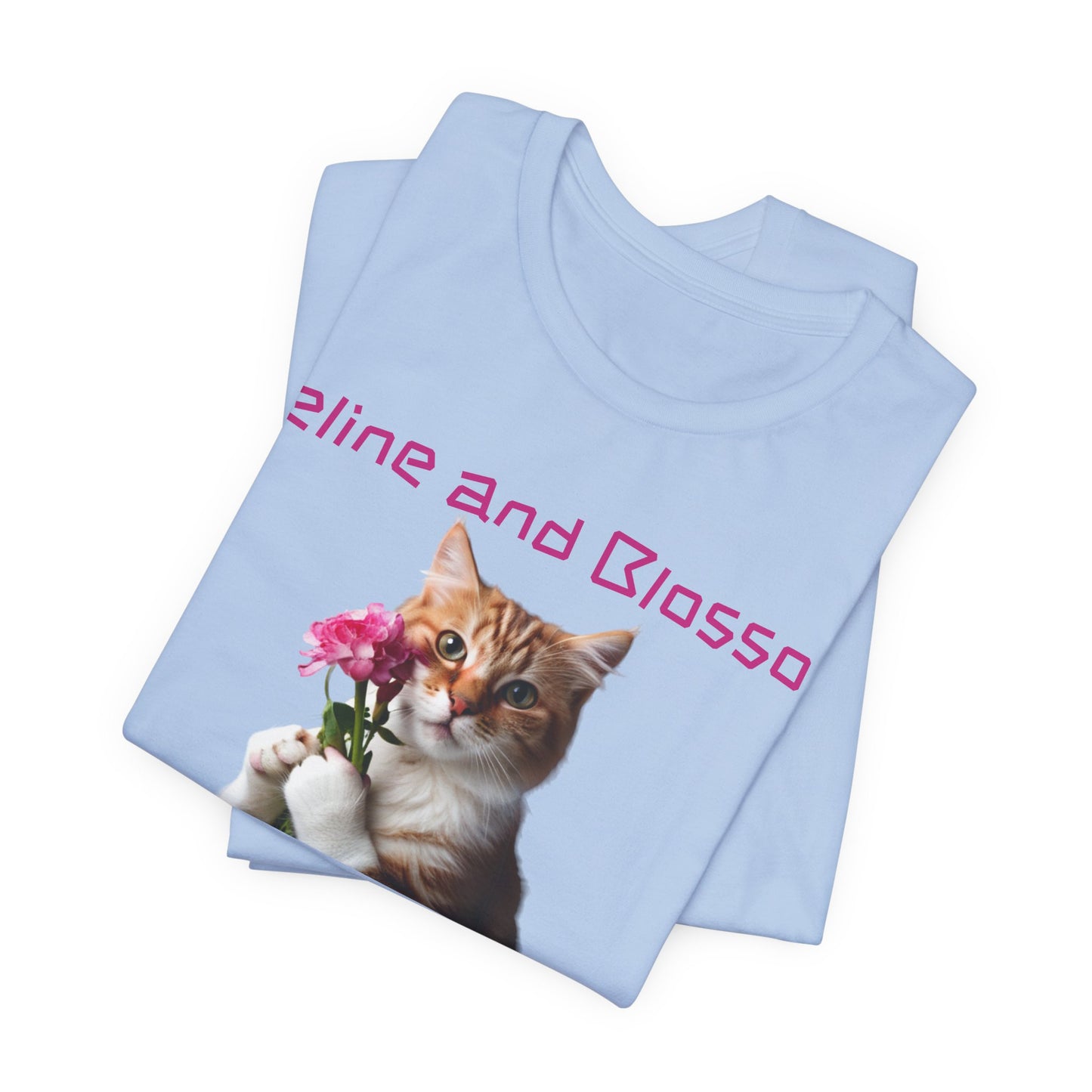 Adorable cat and flower t-shirt, feline, blossom, unisex jersey short sleeve tee