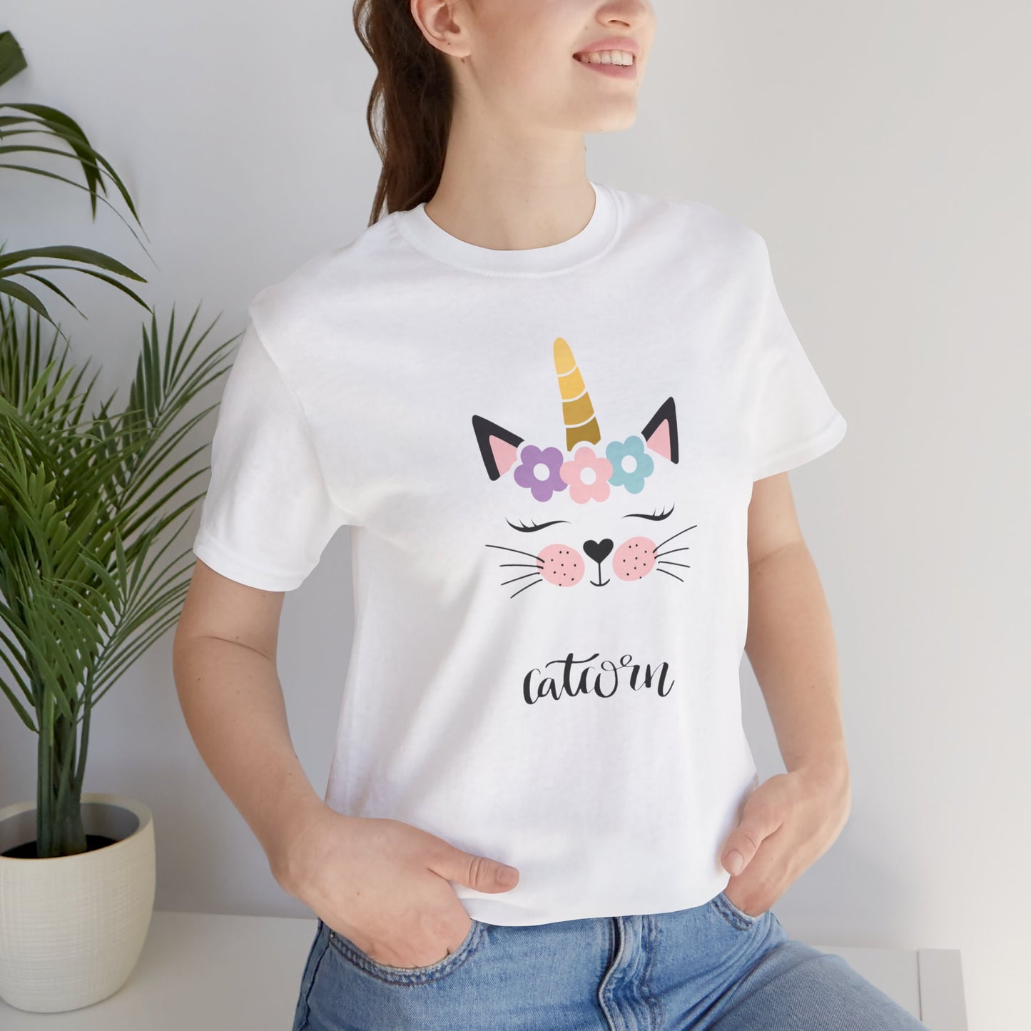 Cat and unicorn t -shirt, cat and unicorn combination, unisex Jersey Short Sleeve Tee