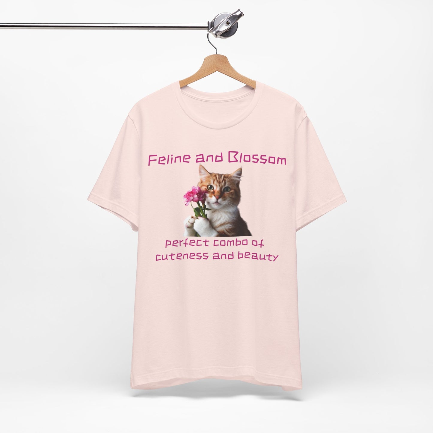 Adorable cat and flower t-shirt, feline, blossom, unisex jersey short sleeve tee