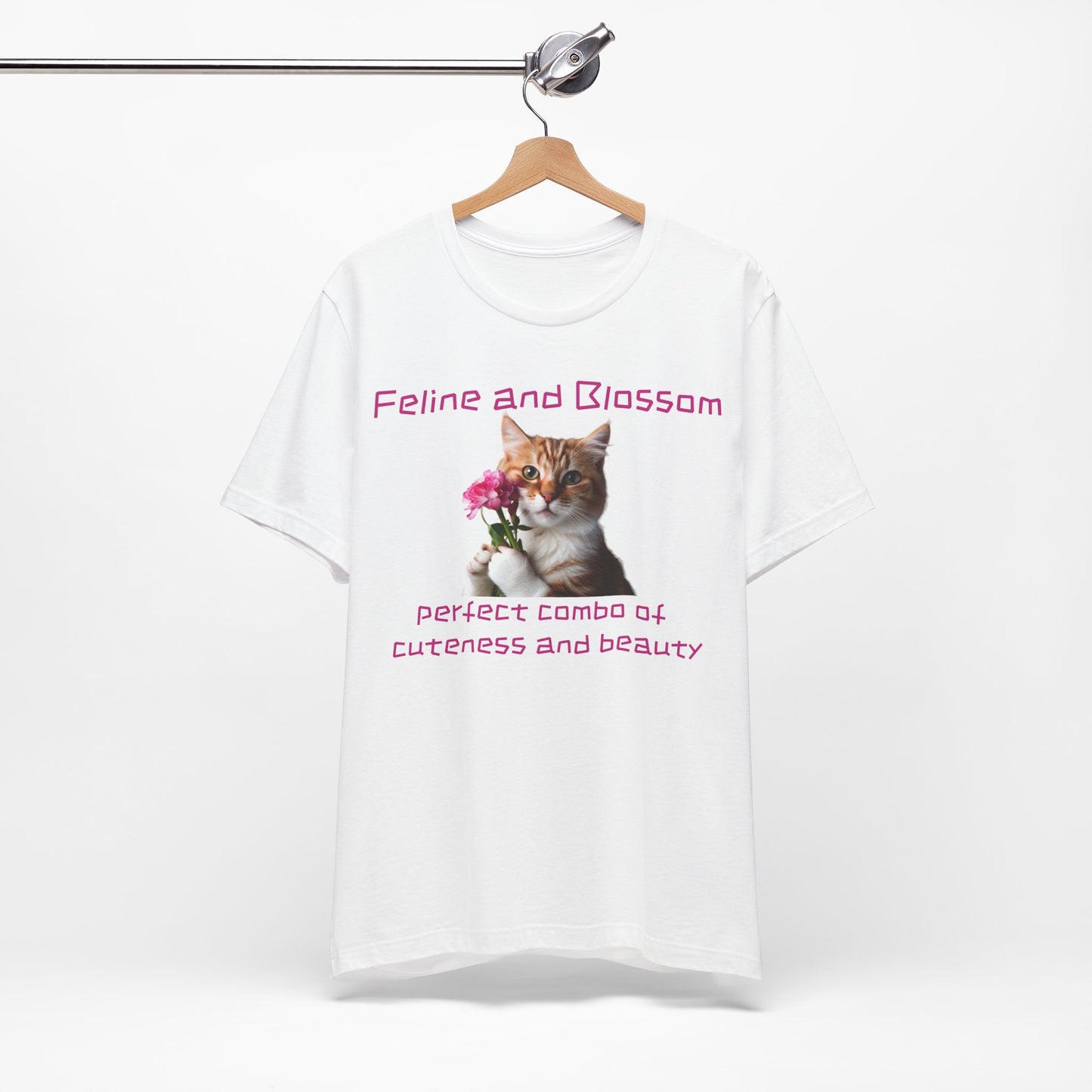 Adorable cat and flower t-shirt, feline, blossom, unisex jersey short sleeve tee