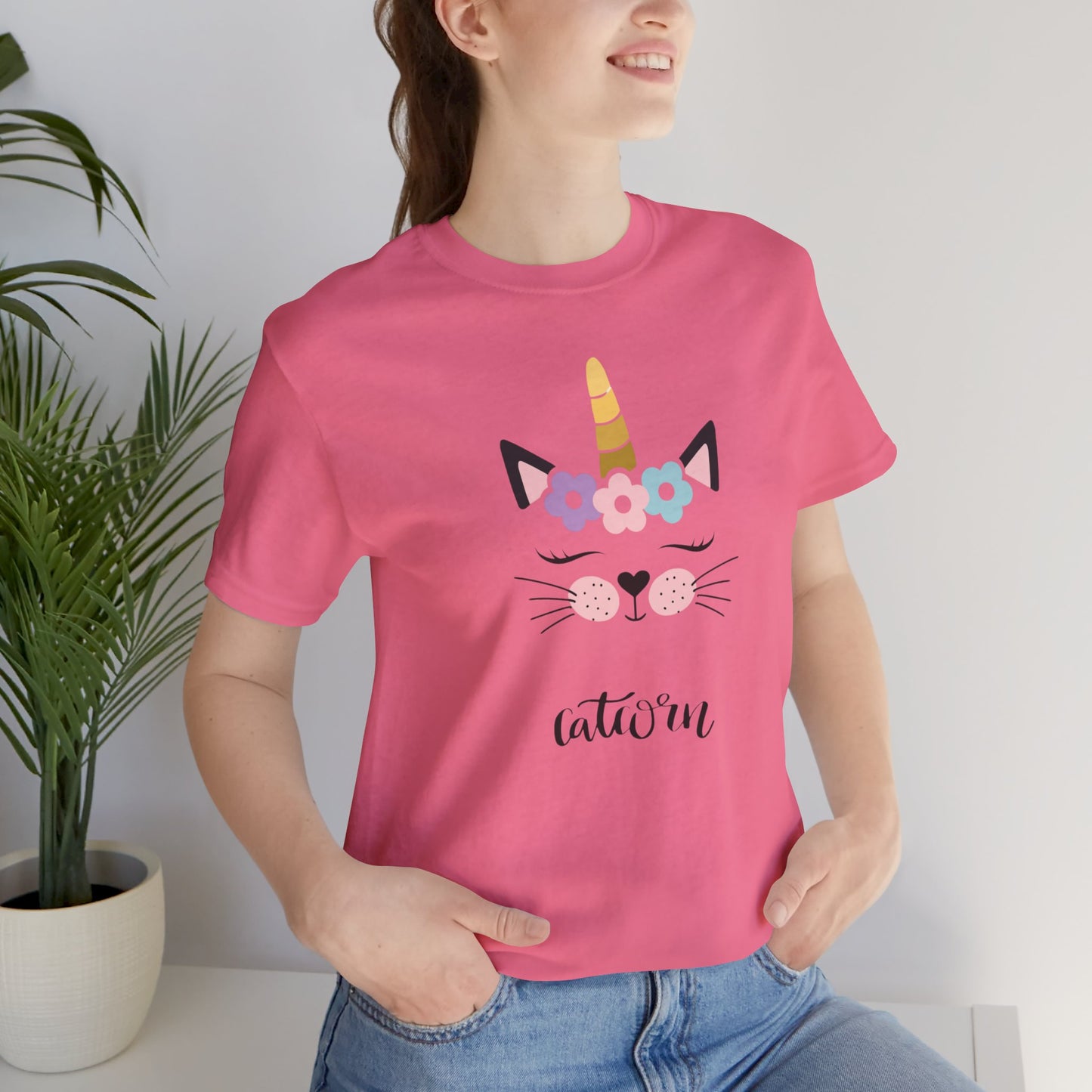 Cat and unicorn t -shirt, cat and unicorn combination, unisex Jersey Short Sleeve Tee