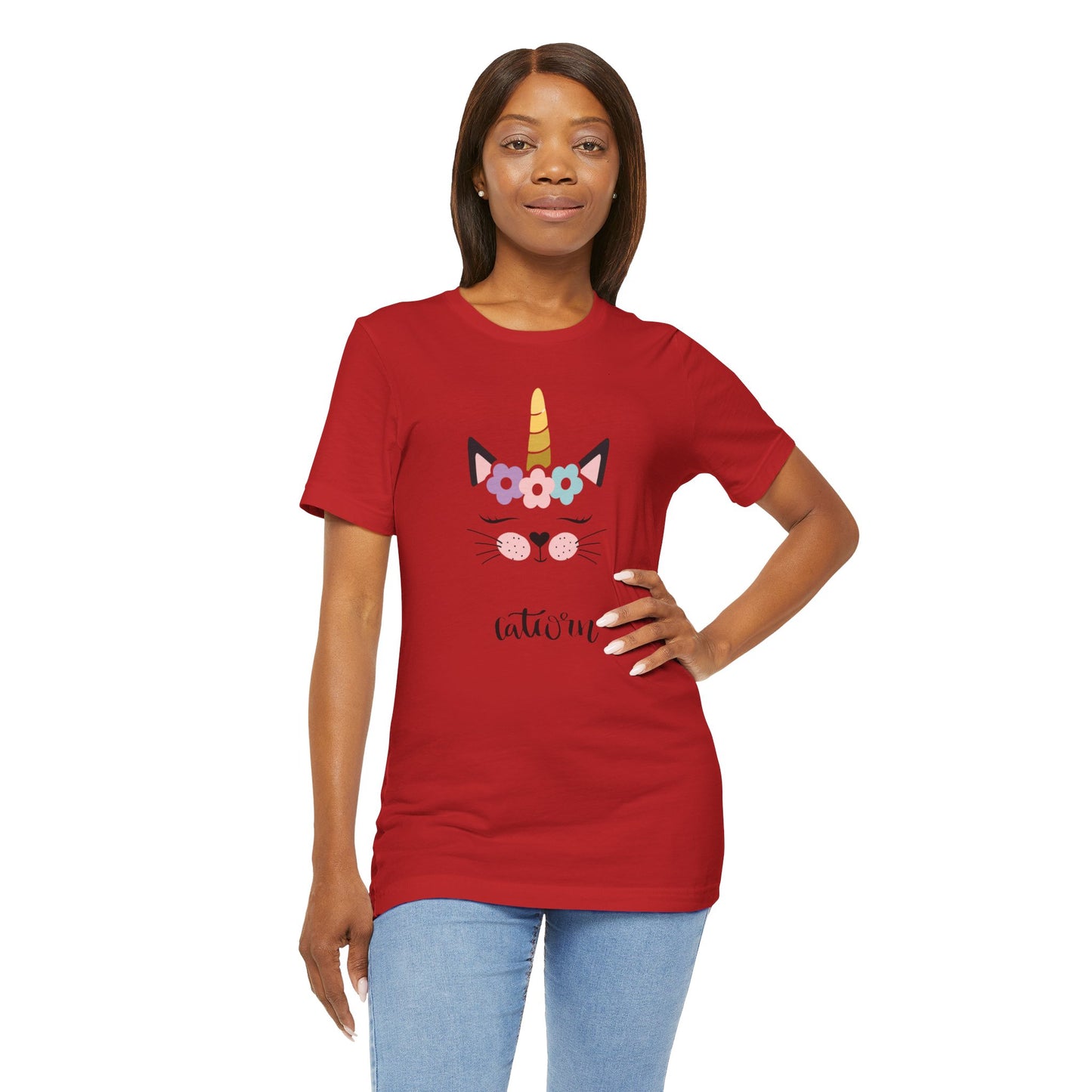 Cat and unicorn t -shirt, cat and unicorn combination, unisex Jersey Short Sleeve Tee