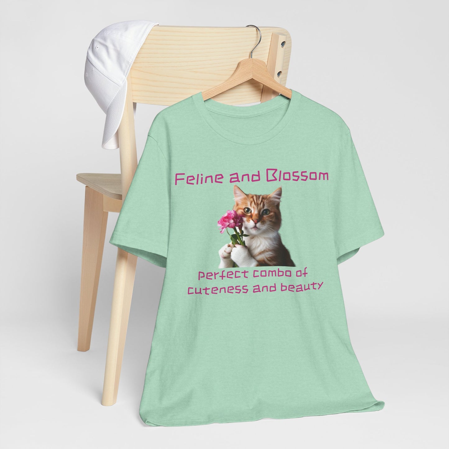 Adorable cat and flower t-shirt, feline, blossom, unisex jersey short sleeve tee