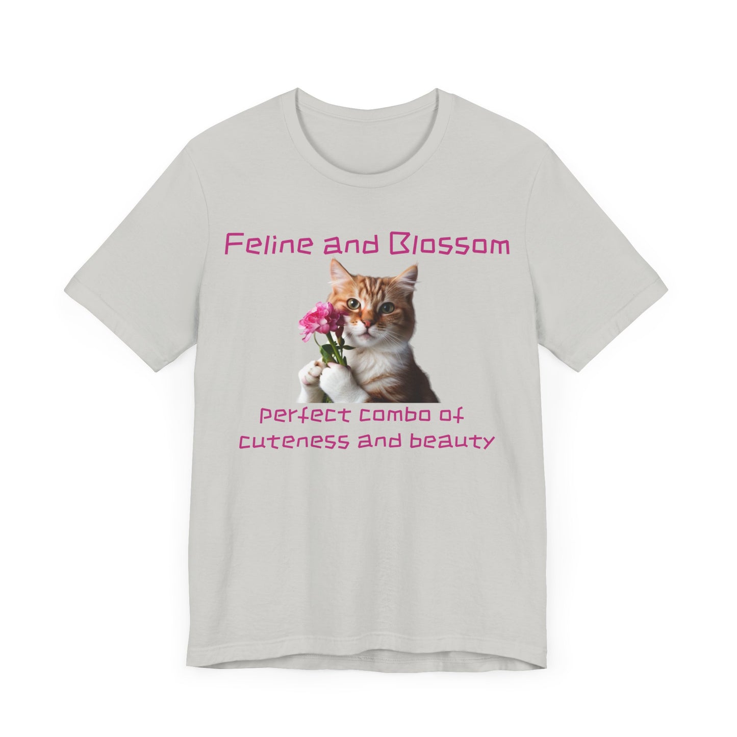 Adorable cat and flower t-shirt, feline, blossom, unisex jersey short sleeve tee