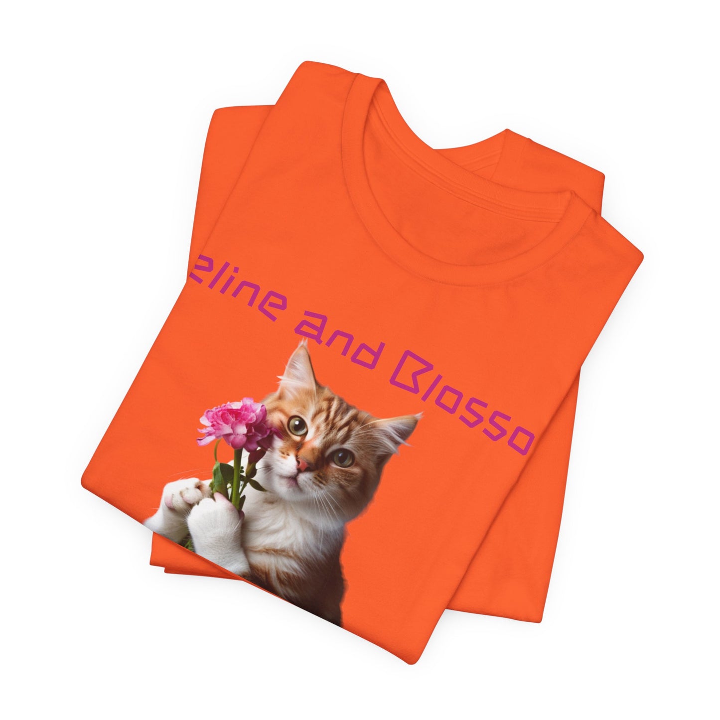 Adorable cat and flower t-shirt, feline, blossom, unisex jersey short sleeve tee