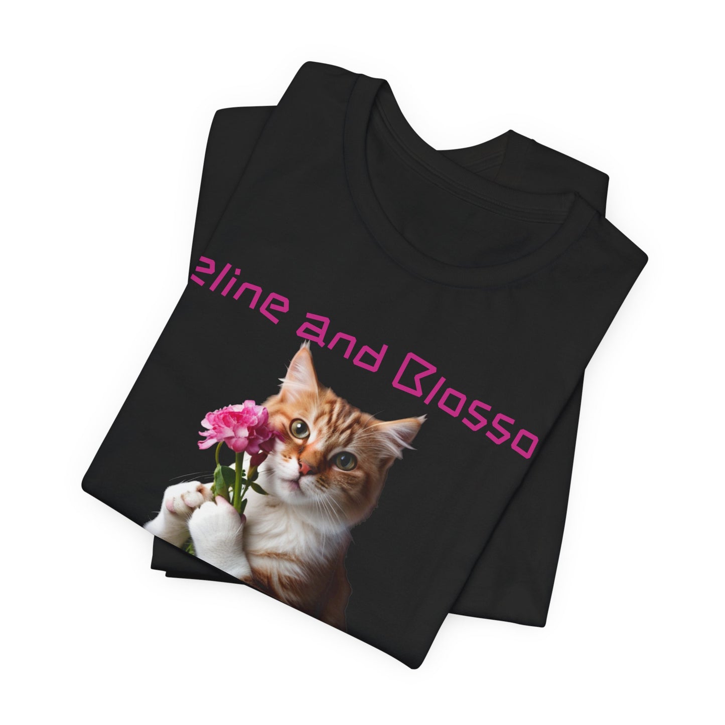 Adorable cat and flower t-shirt, feline, blossom, unisex jersey short sleeve tee