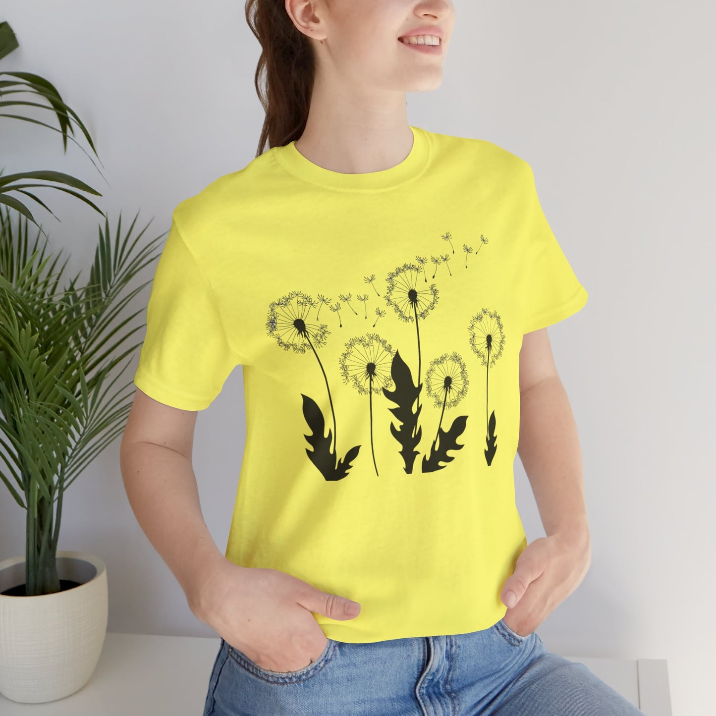 Dandelion Women's Crew Neckline Short Sleeve Tee, Summer Clothes Women, Short Sleeve Crew Neck T-Shirt for Summer, Women's Clothing, Women's Top for casual wear, Unisex, Men and Women Jersey Short Sleeve Tee.