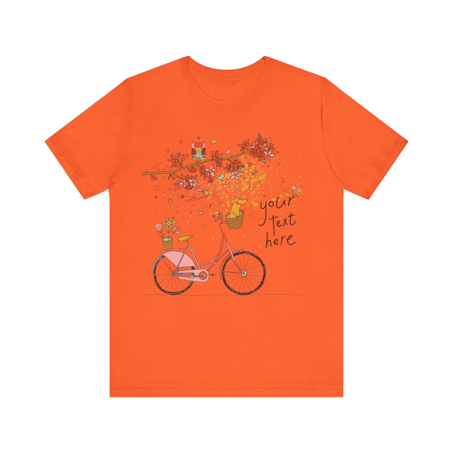 Women, men, unisex jersey short round neck sleeve tee, summer clothes, casual wear, flowers, dog in bicycle