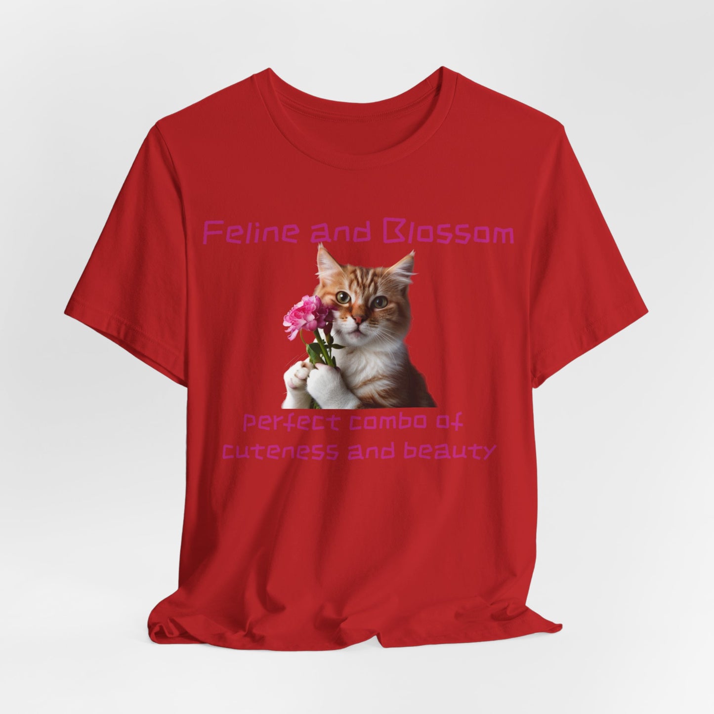 Adorable cat and flower t-shirt, feline, blossom, unisex jersey short sleeve tee