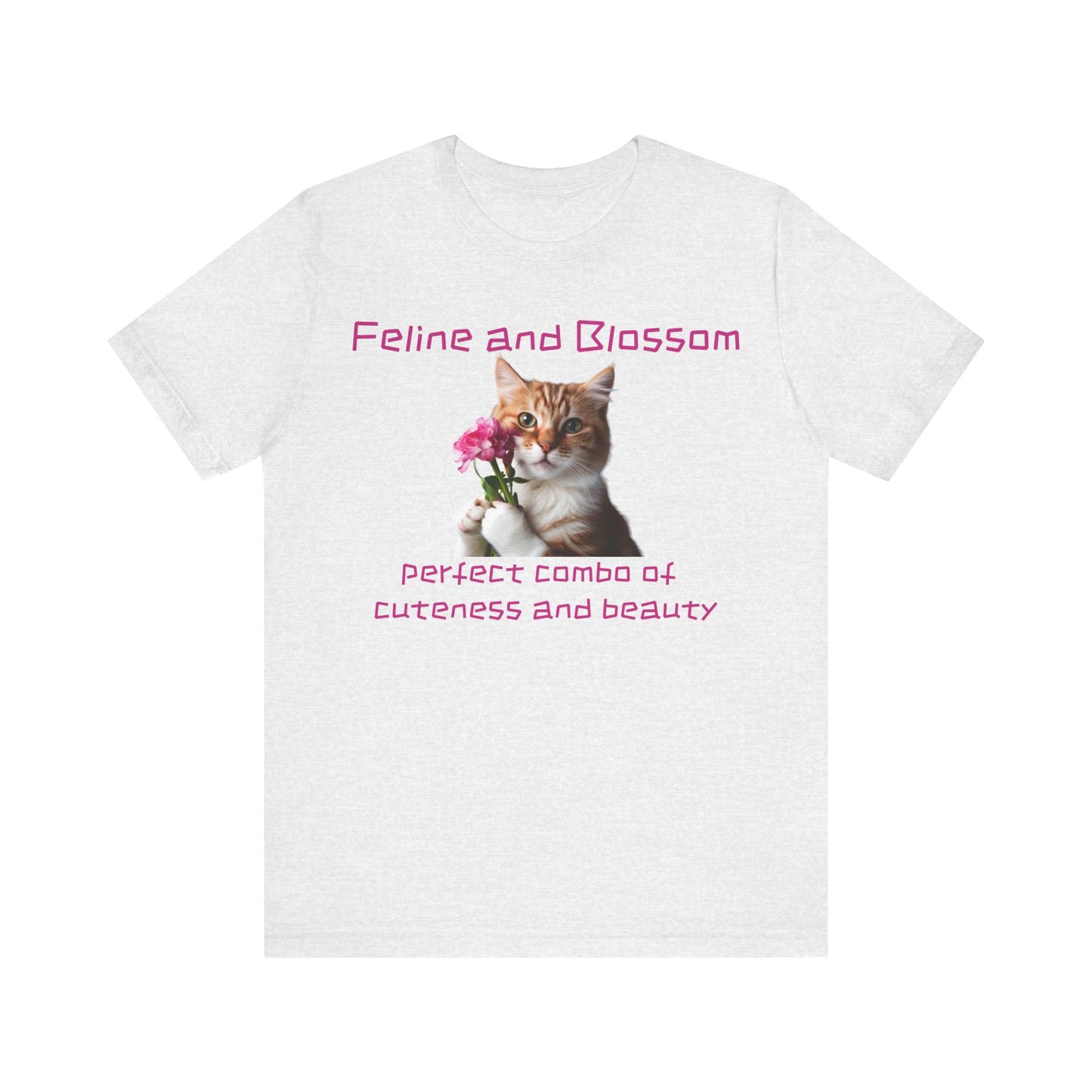 Adorable cat and flower t-shirt, feline, blossom, unisex jersey short sleeve tee