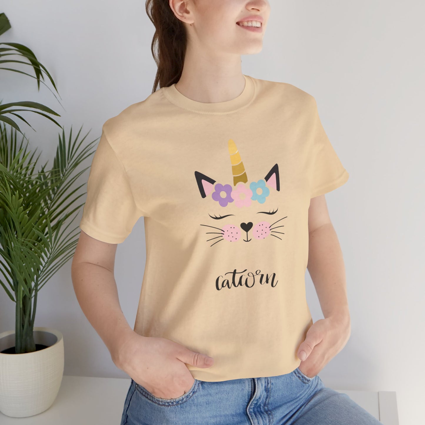 Cat and unicorn t -shirt, cat and unicorn combination, unisex Jersey Short Sleeve Tee