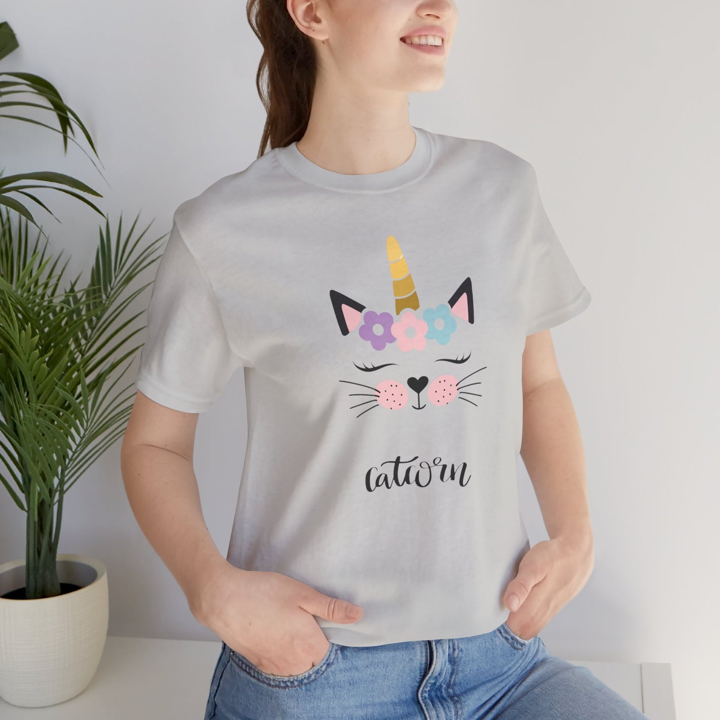 Cat and unicorn t -shirt, cat and unicorn combination, unisex Jersey Short Sleeve Tee