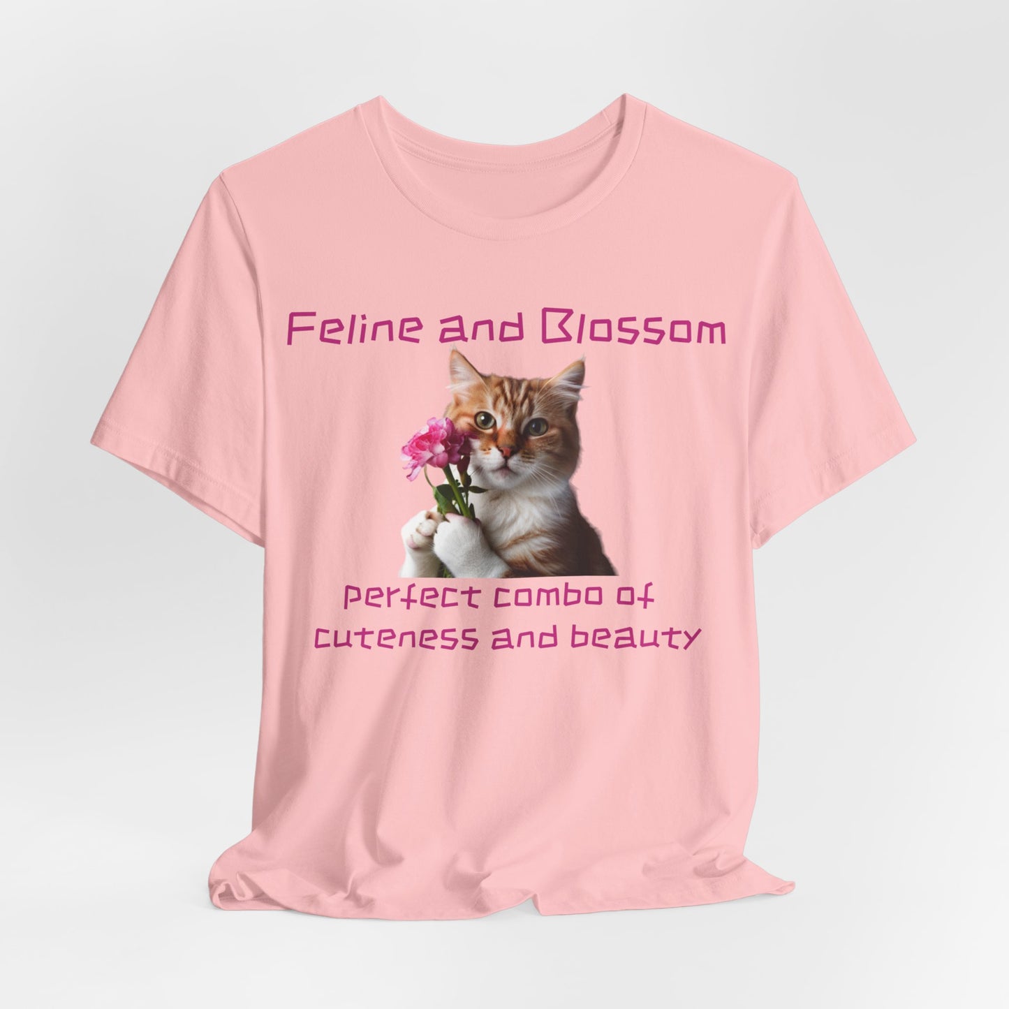 Adorable cat and flower t-shirt, feline, blossom, unisex jersey short sleeve tee