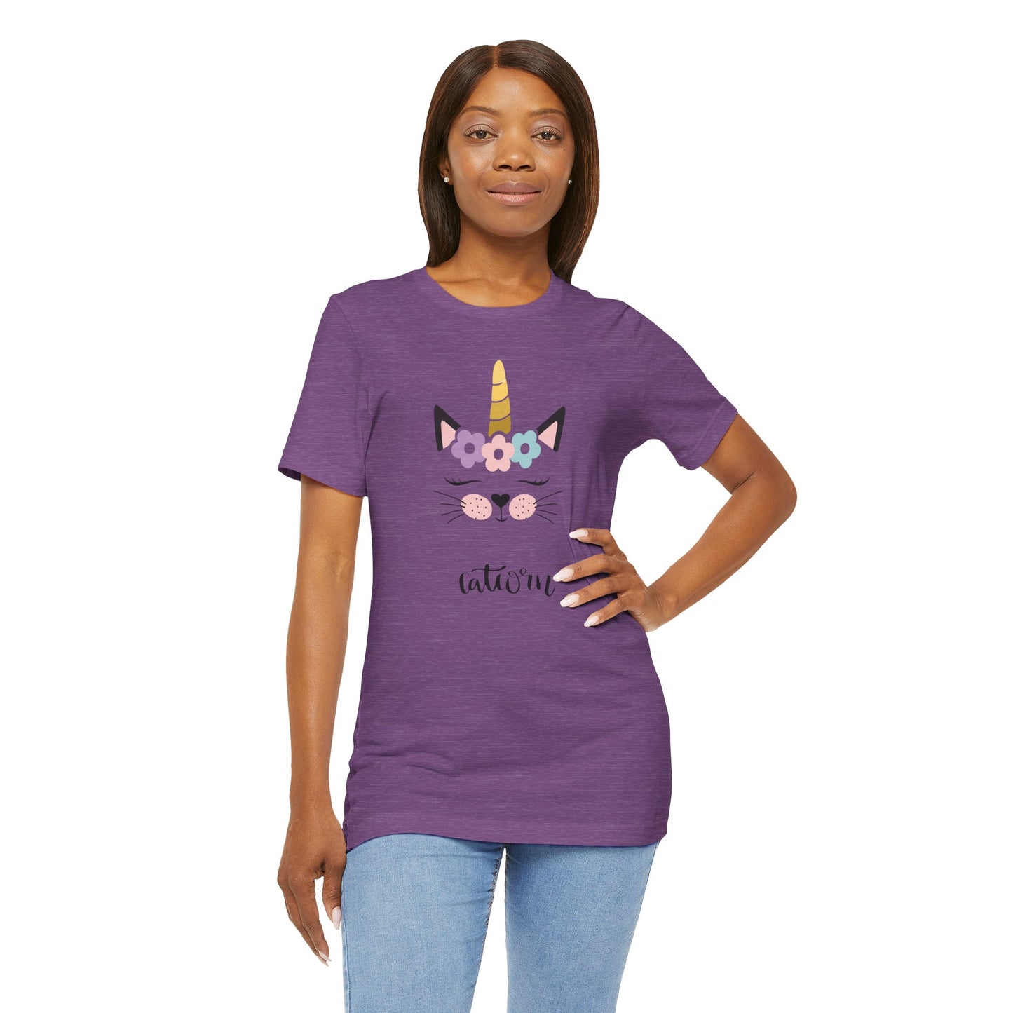 Cat and unicorn t -shirt, cat and unicorn combination, unisex Jersey Short Sleeve Tee