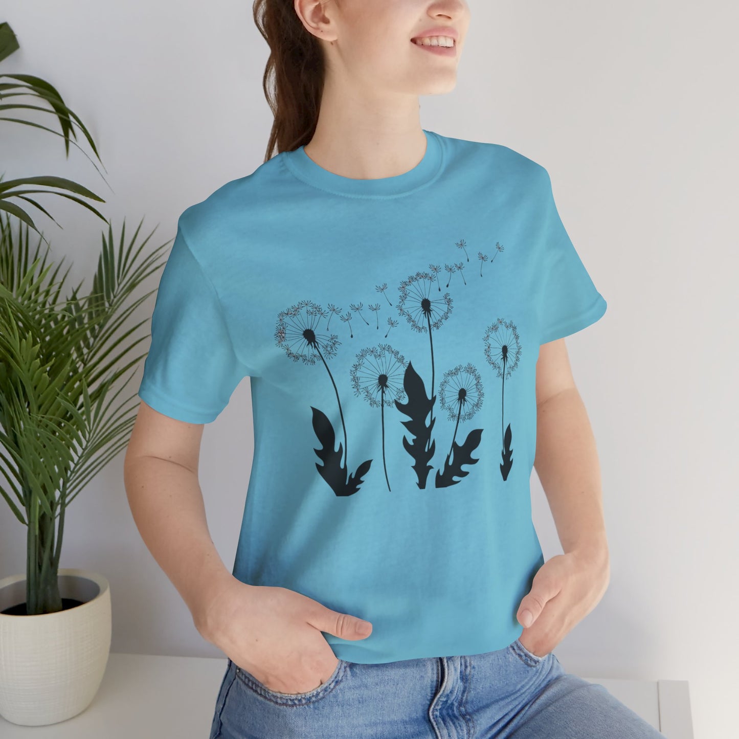 Dandelion Women's Crew Neckline Short Sleeve Tee, Summer Clothes Women, Short Sleeve Crew Neck T-Shirt for Summer, Women's Clothing, Women's Top for casual wear, Unisex, Men and Women Jersey Short Sleeve Tee.