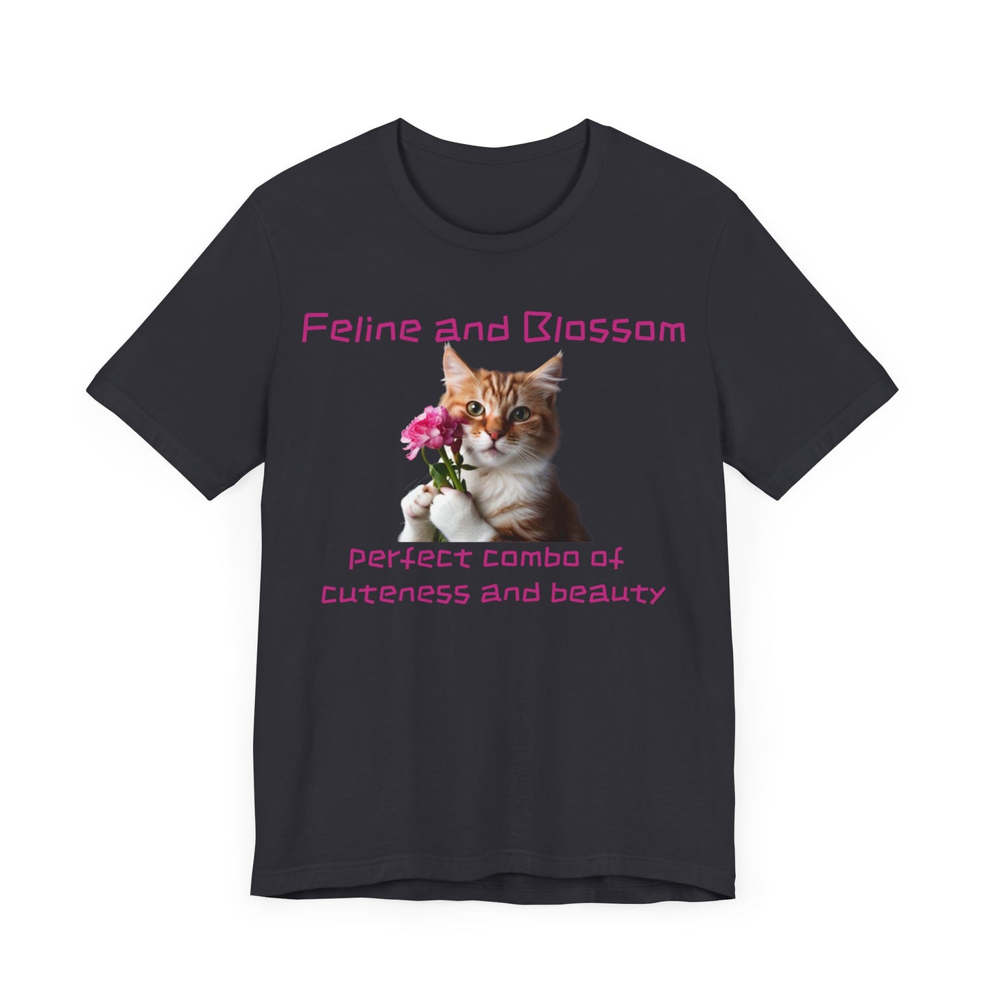 Adorable cat and flower t-shirt, feline, blossom, unisex jersey short sleeve tee