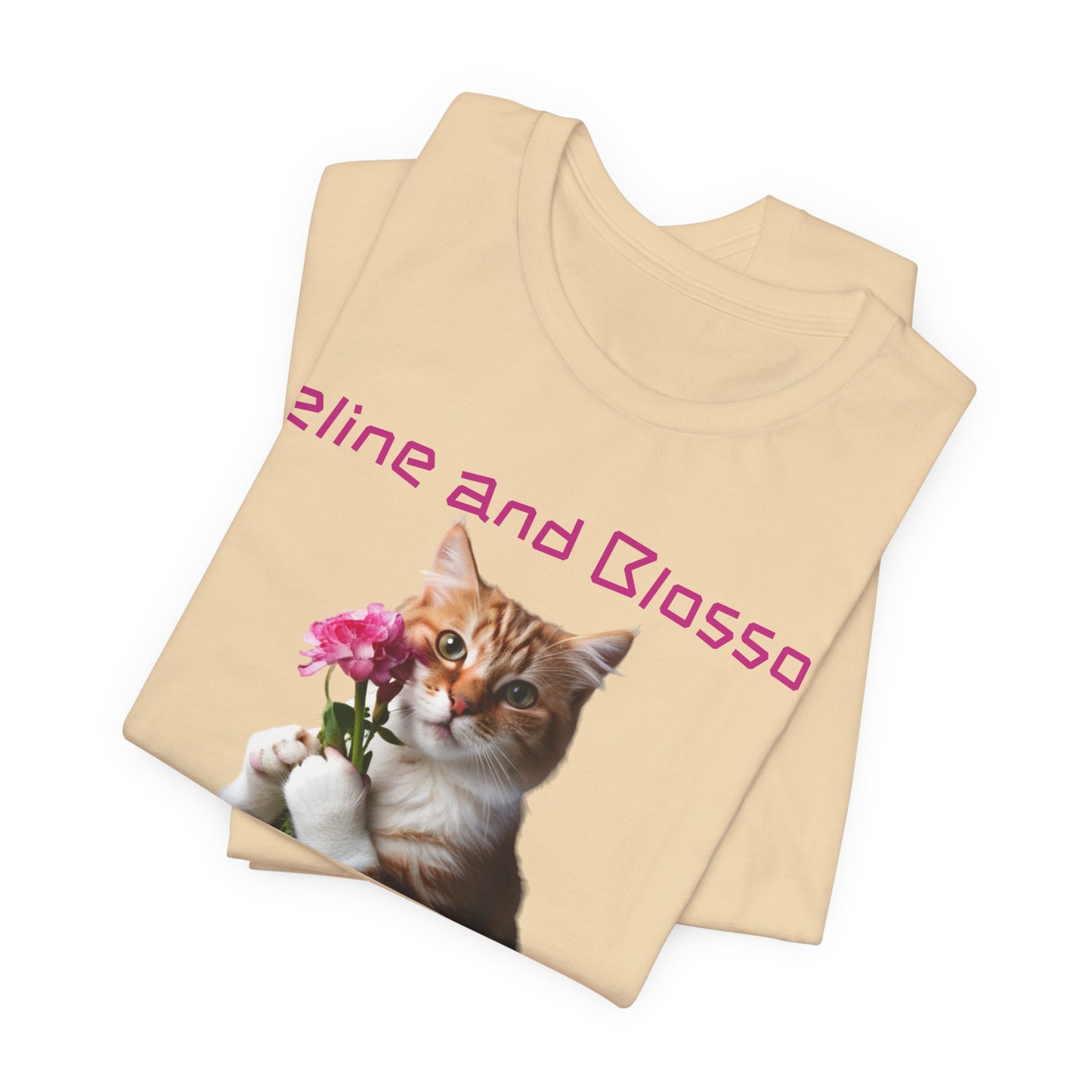 Adorable cat and flower t-shirt, feline, blossom, unisex jersey short sleeve tee