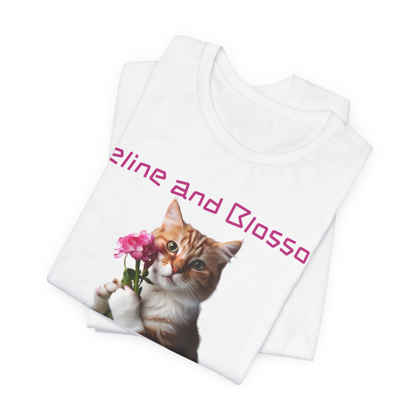 Adorable cat and flower t-shirt, feline, blossom, unisex jersey short sleeve tee