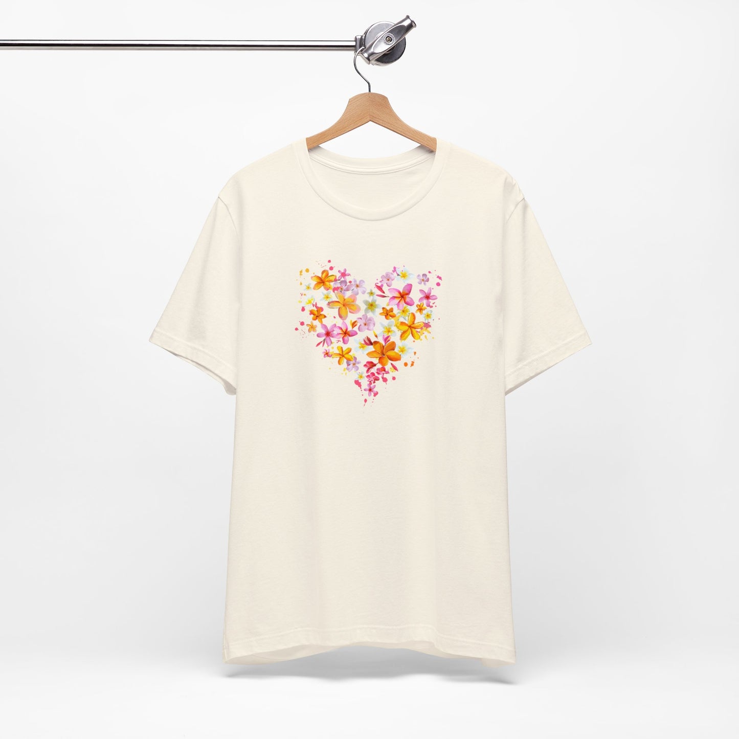 Heart Flower Women's Letter Print Round Neck Tee, Summer Clothes Women, Short Sleeve Crew Neck T-Shirt for Summer, Women's Clothing, Women's Top for casual wear, Unisex, Men and Women Jersey Short Sleeve Tee.