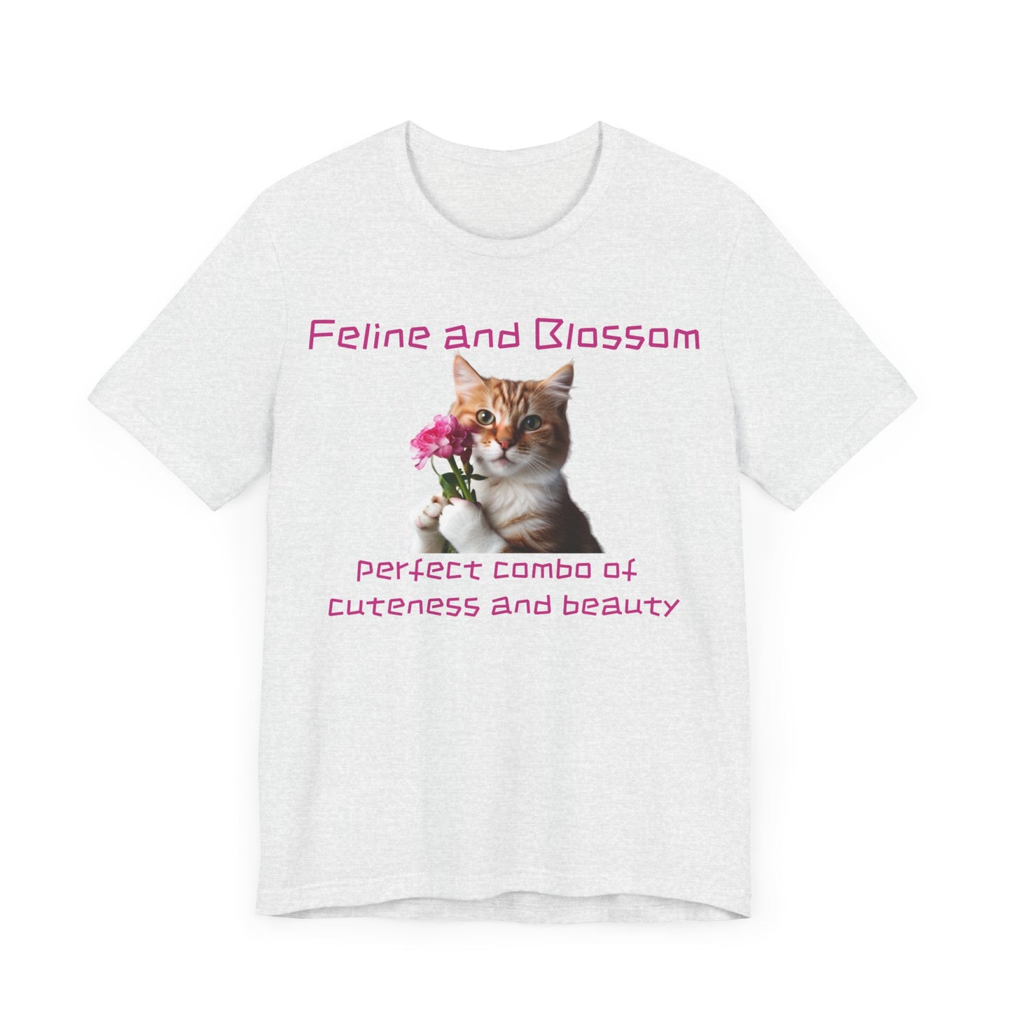 Adorable cat and flower t-shirt, feline, blossom, unisex jersey short sleeve tee